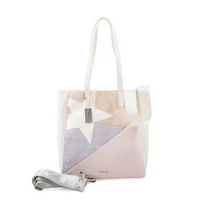 New Vintage Haven White & Beige Star Pattern Tote with  Straps
